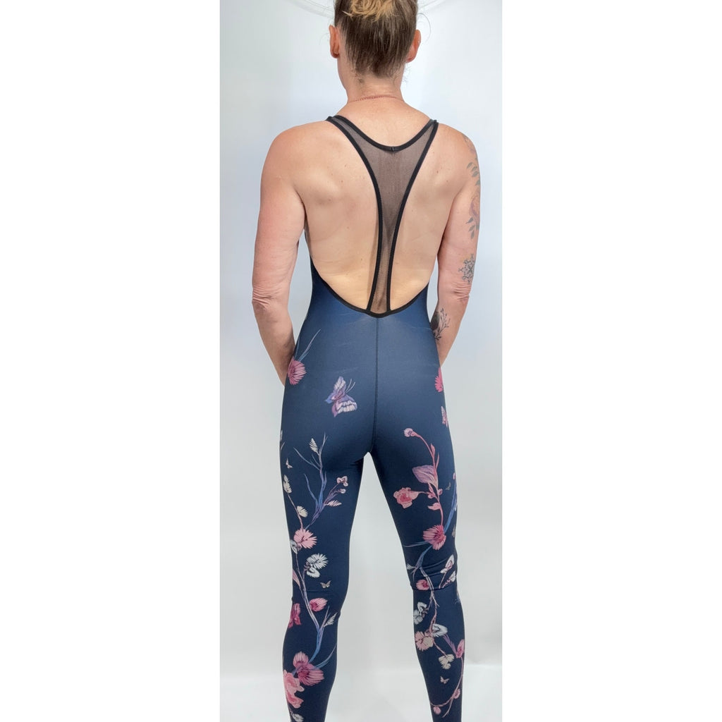 Ultracor Navy Floral Butterfly Bodysuit Size Small