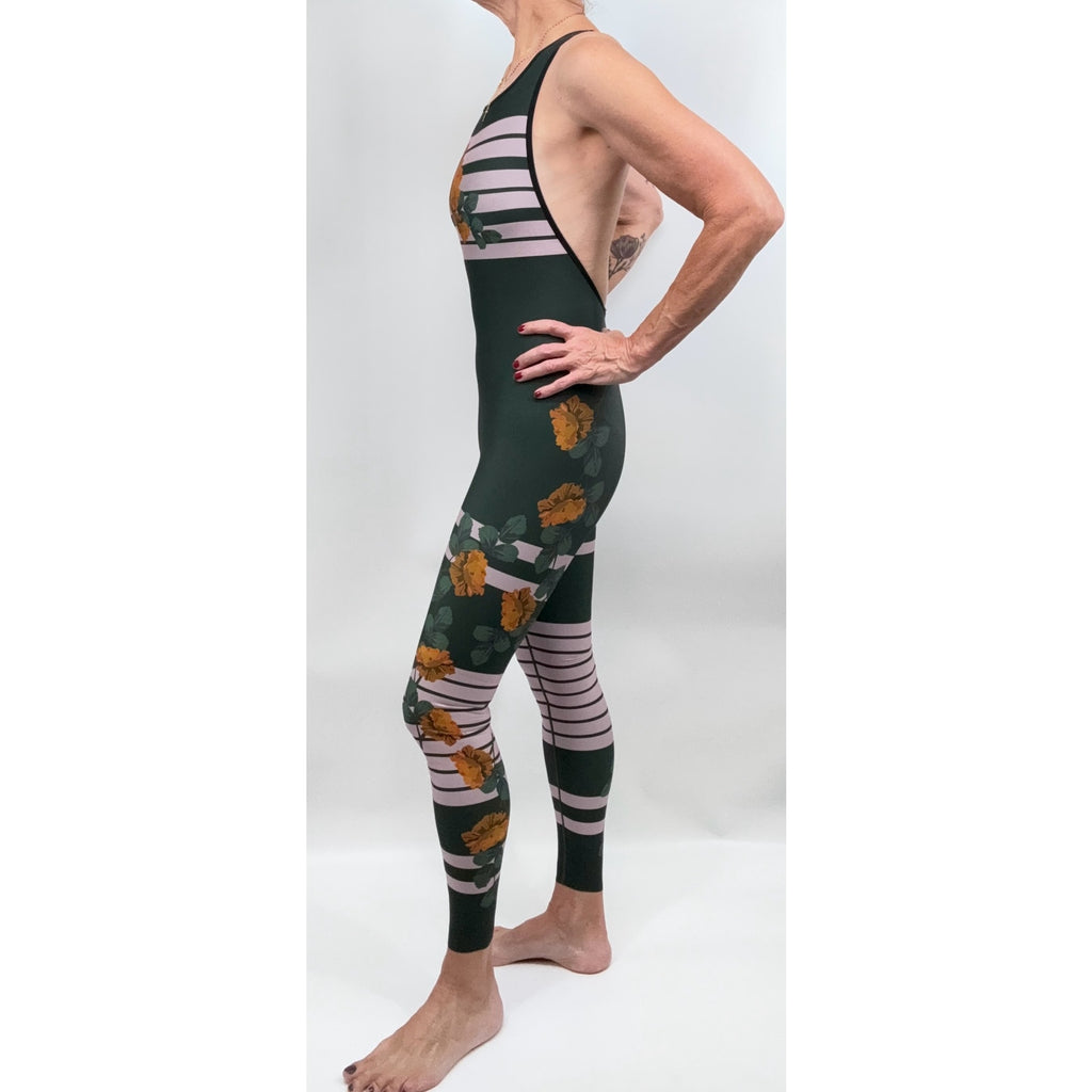 Floral Stripe Racerback Unitard | Ultracor | Size S