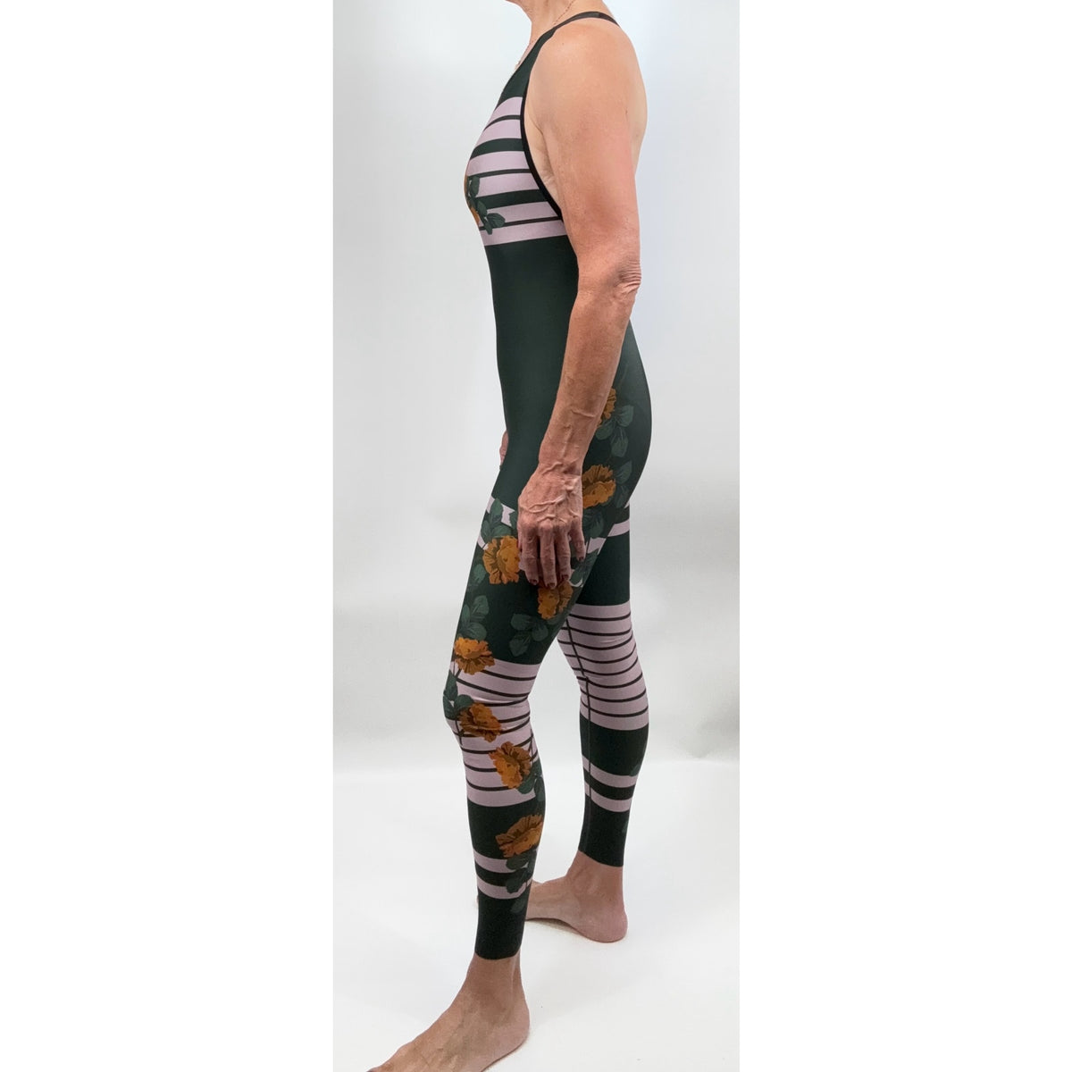 Floral Stripe Racerback Unitard | Ultracor | Size S