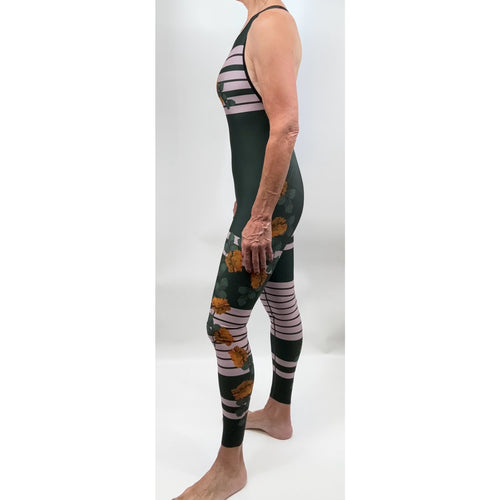 Floral Stripe Racerback Unitard | Ultracor | Size S