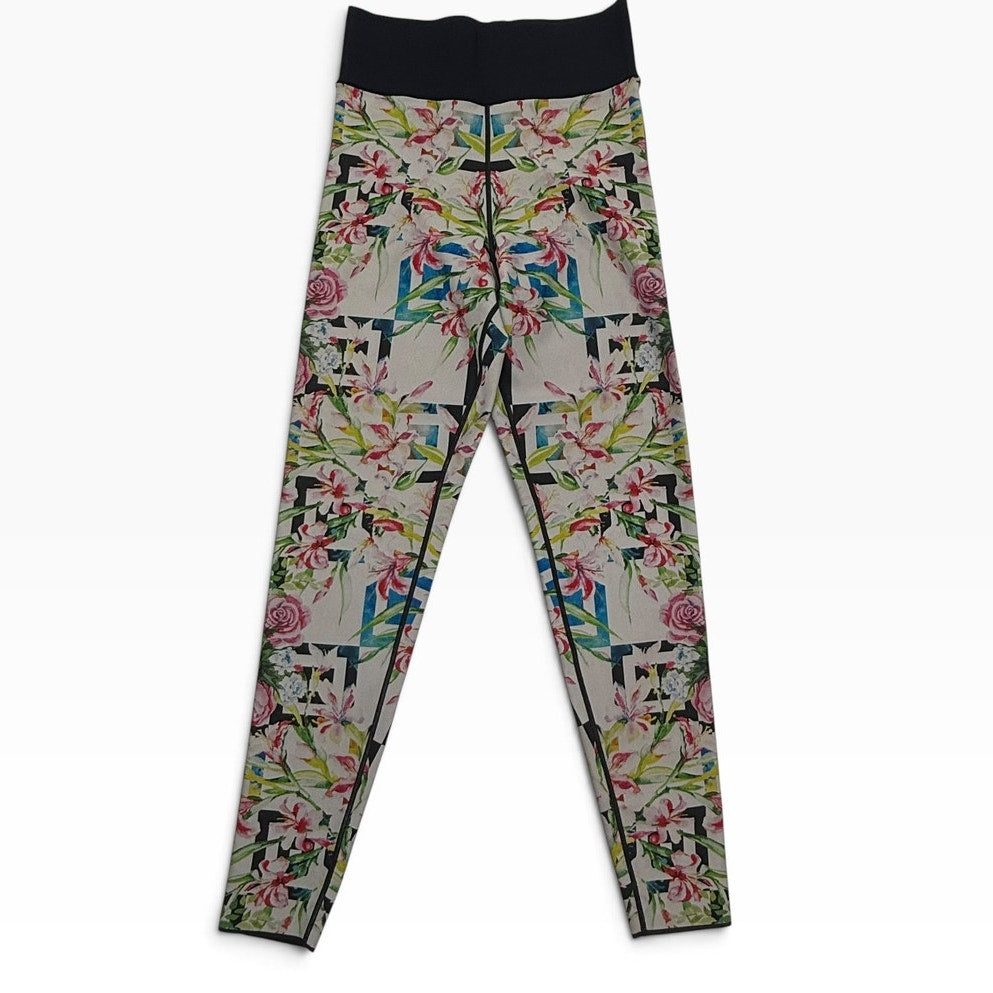 Ultracor  High Rise Leggings Watercolor Lily Geometric Print Panel NWOT S