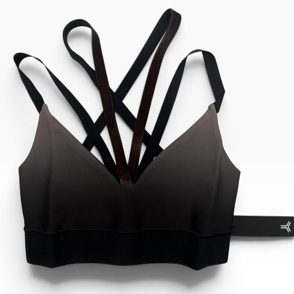Ultracor Taupe Brown Ombré Strappy Sports Bra Velvet Straps Women's Small NWT
