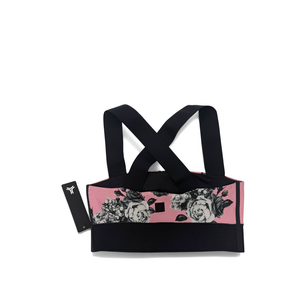 Ultracor Sports Bra XS NWT Pink Black White Rose Floral Crisscross Strap