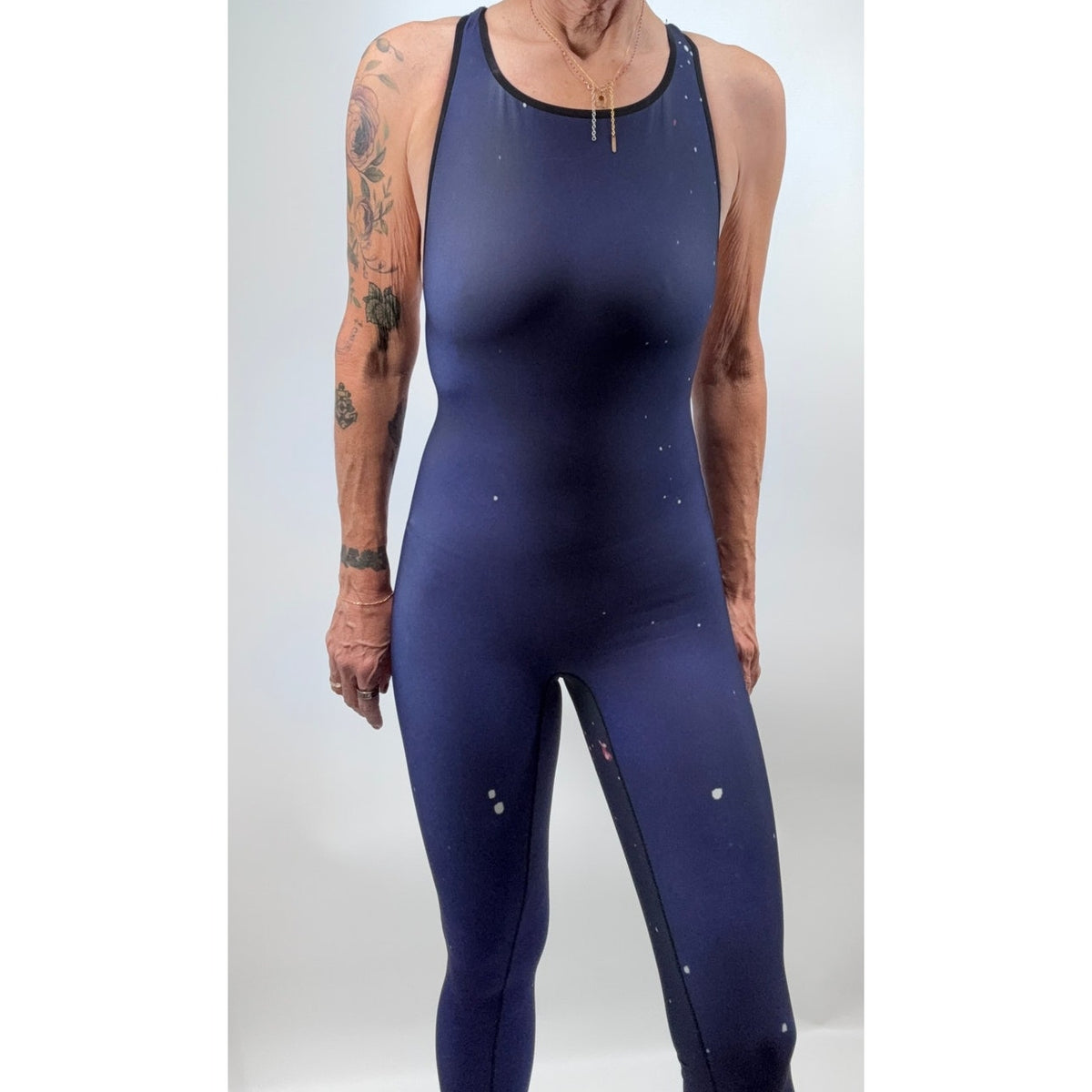Ultracor Galaxy Full-Length Mesh Racerback Bodysuit | Navy | Size XS