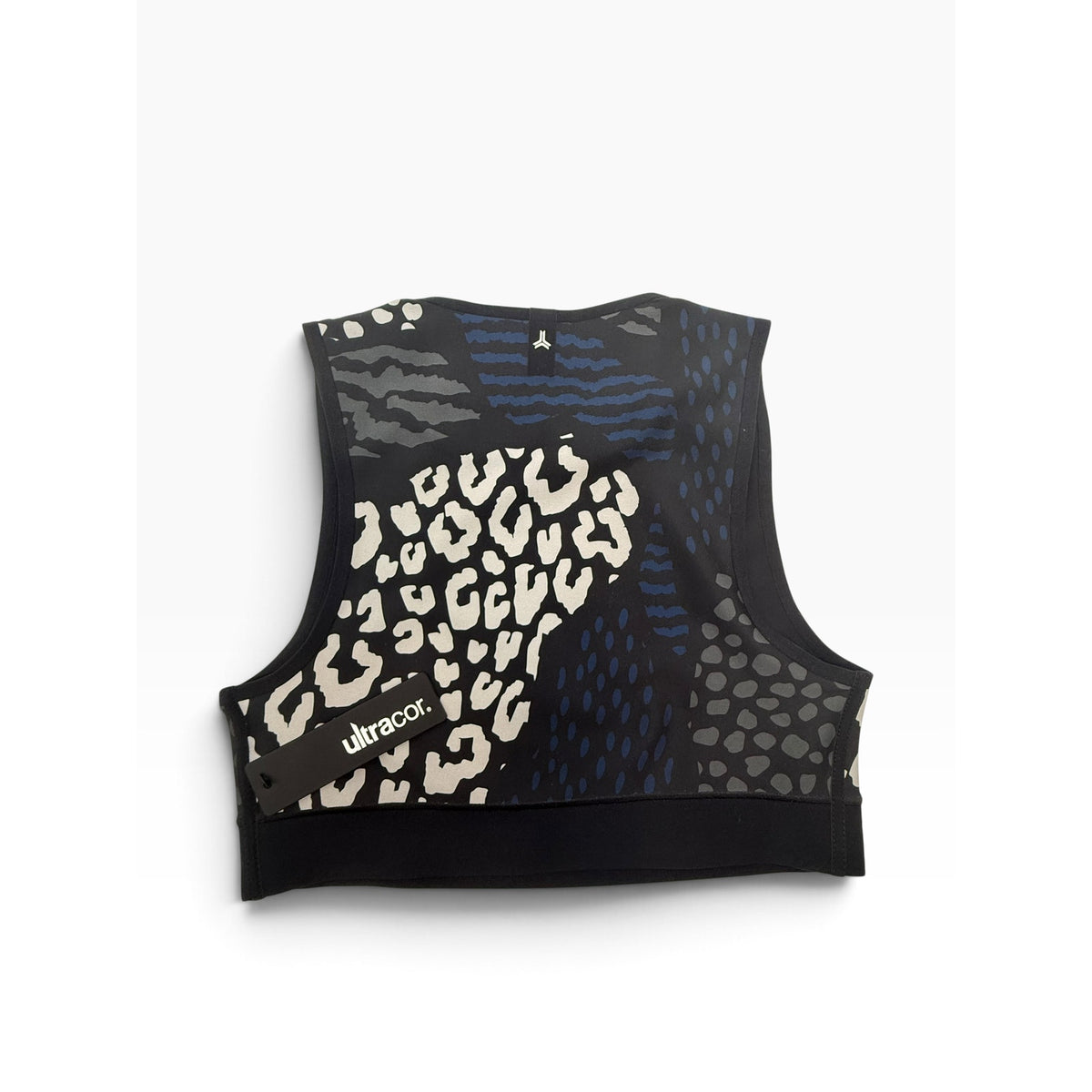 Ultracor Mixed Animal Print High Neck Crop Sports Bra Black Leopard Size S NWOT