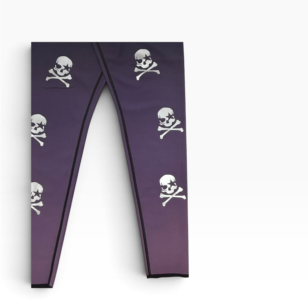 Ultracor Leggings Womens XL Plum Ombre Silver Foil Skull Print High Rise USA