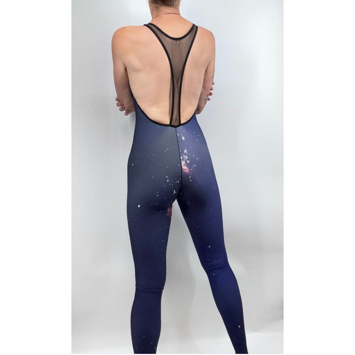 Ultracor Galaxy Full-Length Mesh Racerback Bodysuit | Navy | Size XS