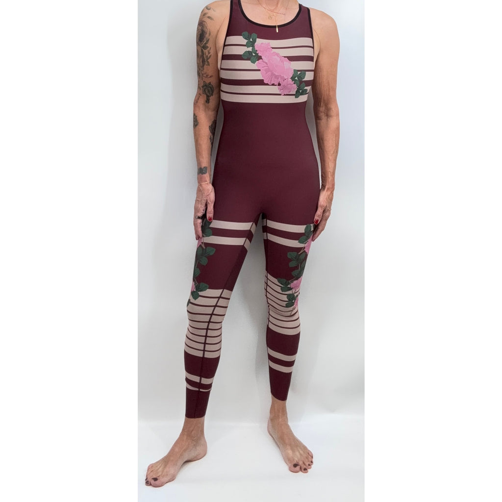 Blush Rose Stripe Racerback Unitard | Ultracor | Size S