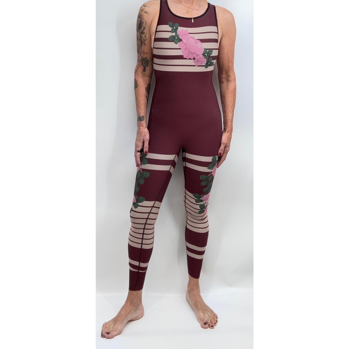Blush Rose Stripe Racerback Unitard | Ultracor | Size S