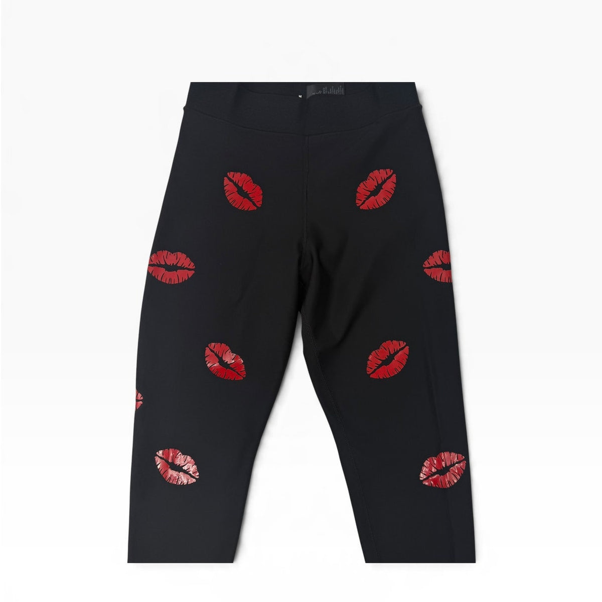 Ultracor Kiss Lips Print Leggings Womens M Black Red Lined Made USA NWOT