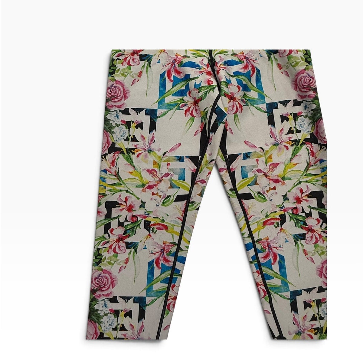 Ultracor  High Rise Leggings Watercolor Lily Geometric Print Panel NWOT S