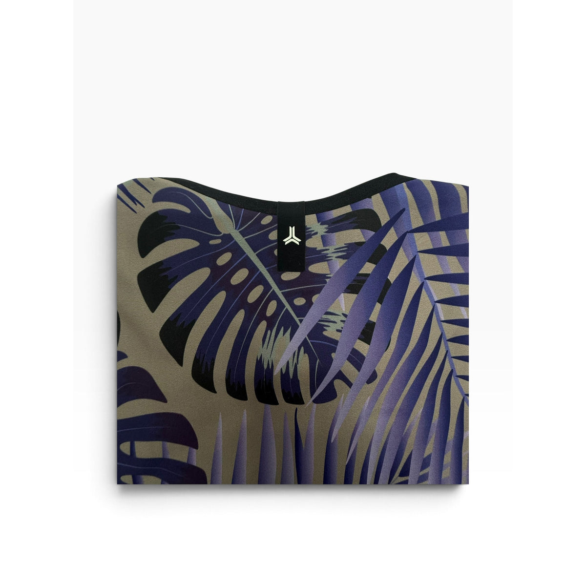 Ultracor Tropical Palm Monstera Print Crop Top Purple Taupe Black Women's S NWOT