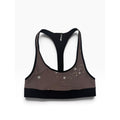 Ultracor Racerback Sports Bra Size S Taupe Black Star Print Luxury Activewear