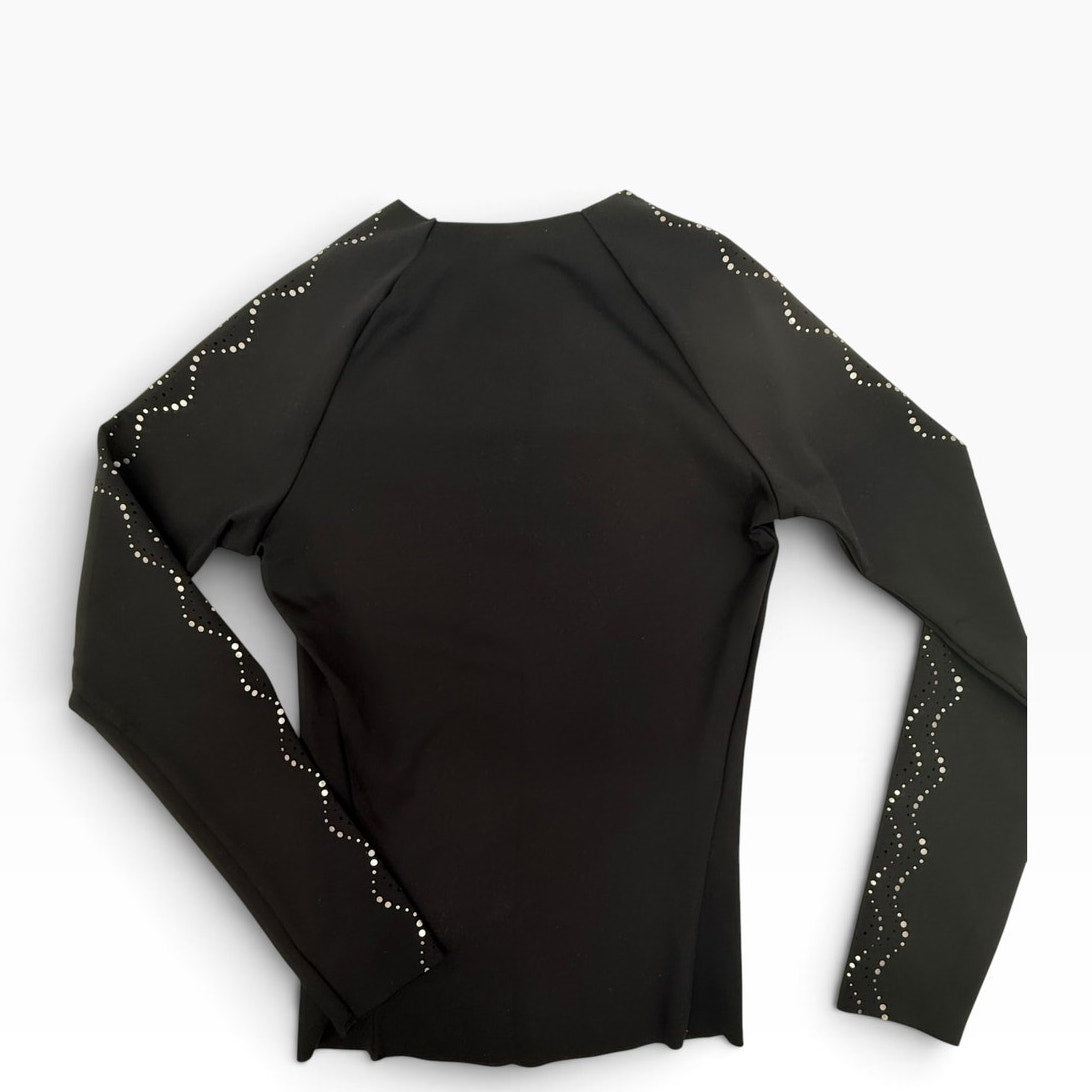 Ultracor Black Long Sleeve Laser Cut Metallic Dot Wave Sleeves Women's S NWOT