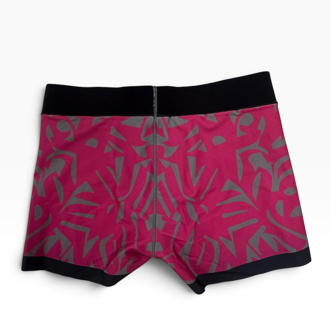 Ultracor Womens Bike Shorts Size 2 XS Pink Gray Abstract Print Raw Hem NWOT