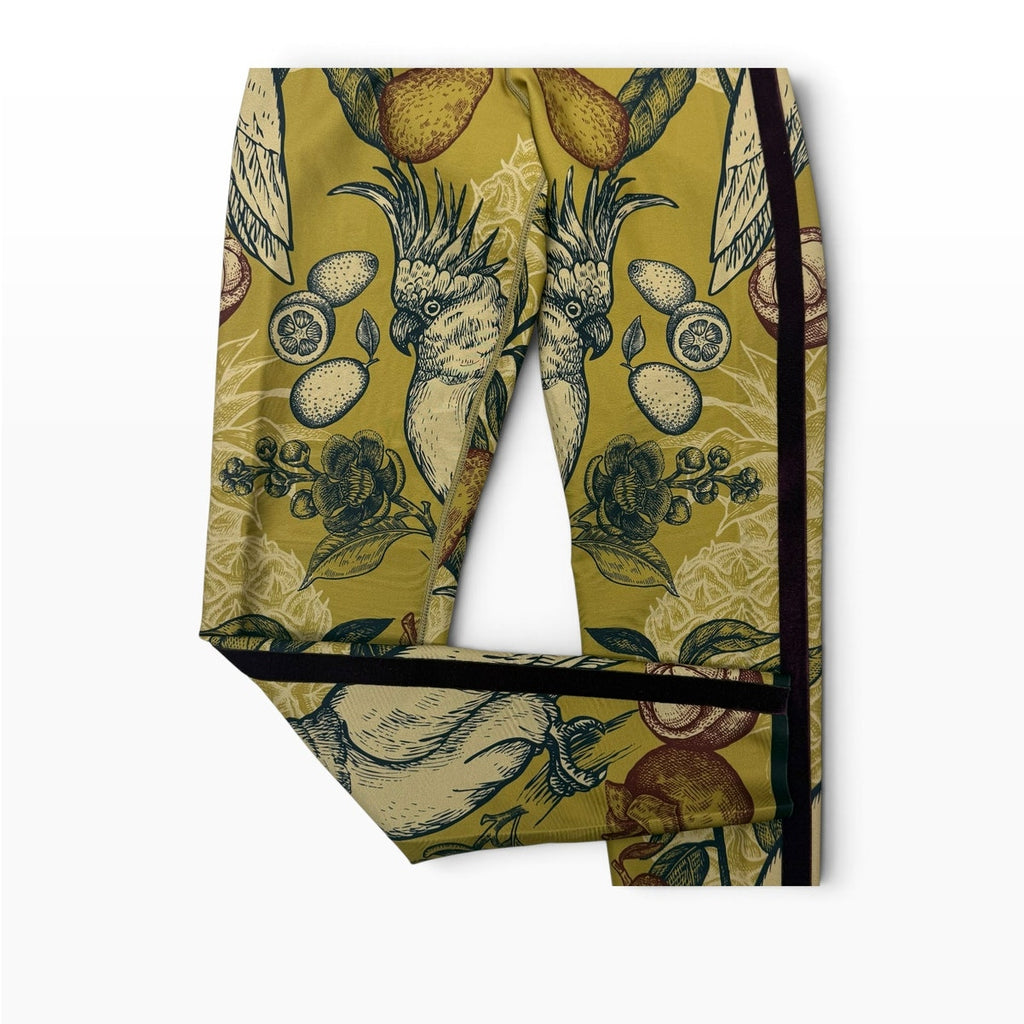Ultracor Leggings XS Olive Cockatoo Botanical Print Ultra High Rise Made USA