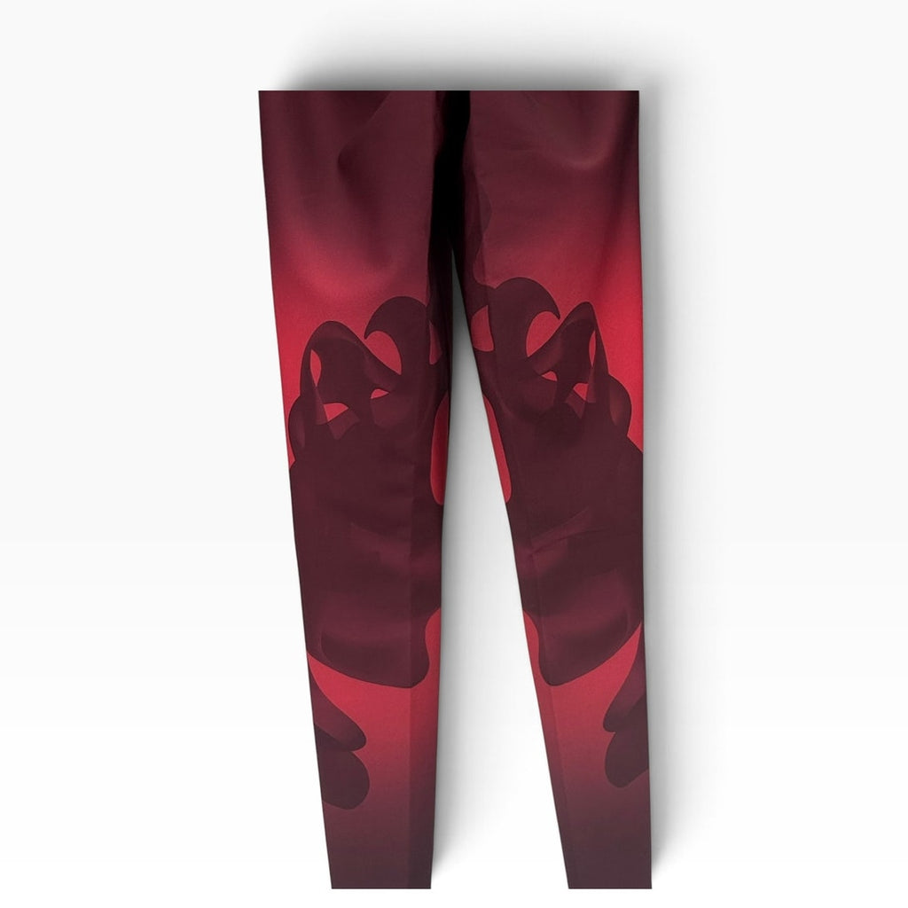 Ultracor Womens Leggings Size 2 Red Ombre Abstract Print Black Waistband NWOT
