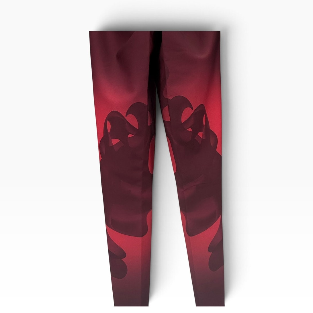 Ultracor Womens Leggings Size 2 Red Ombre Abstract Print Black Waistband NWOT