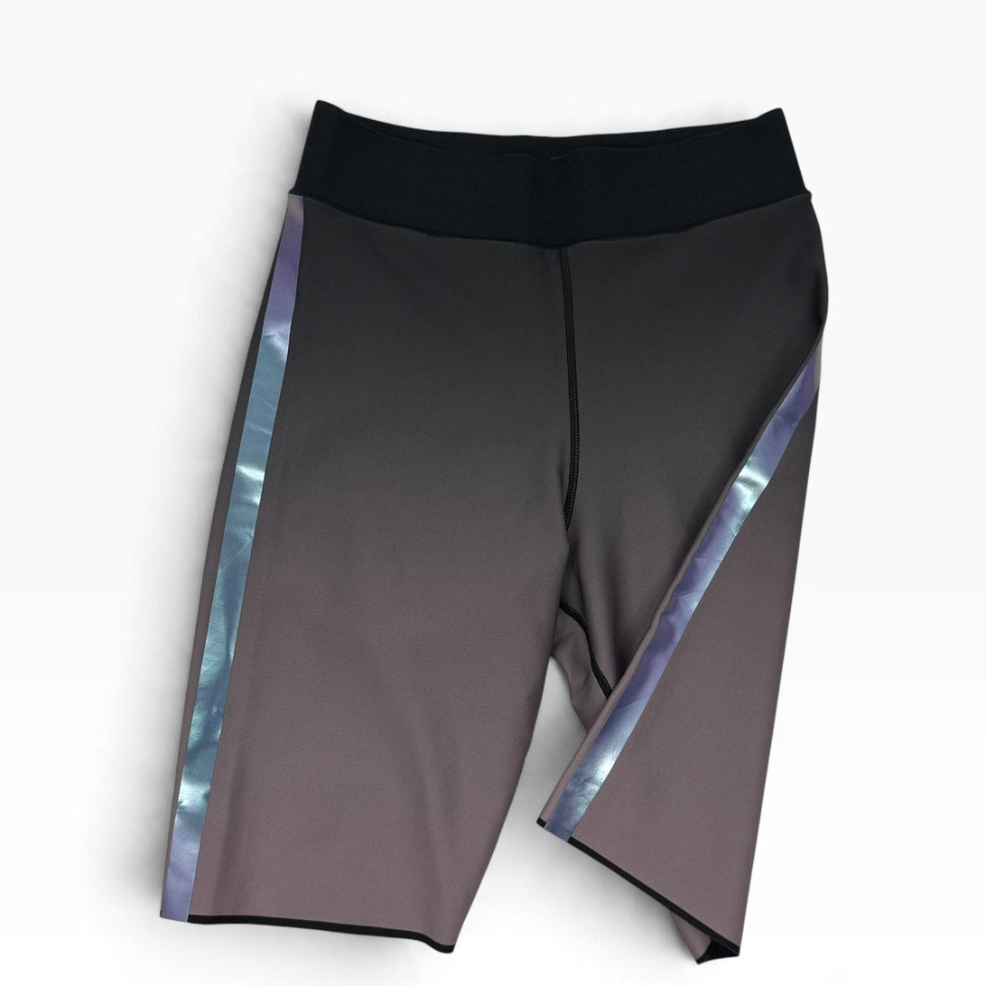 Ultracor Biker Shorts Womens S Ombre Black Mauve Iridescent Stripe NWOT