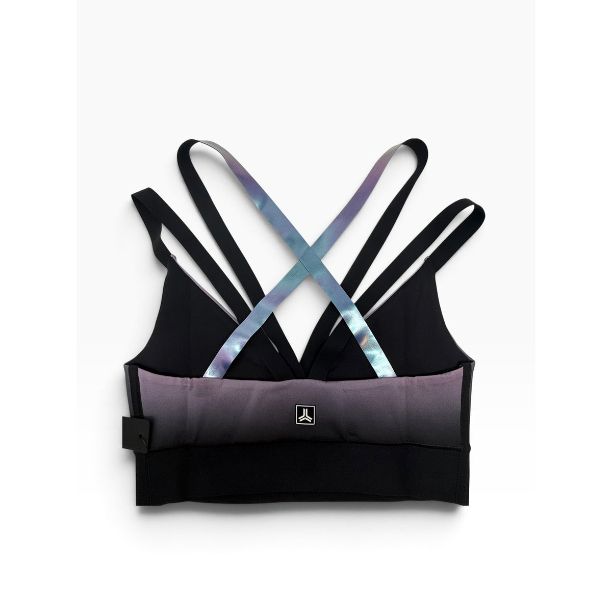 Ultracor Strappy Sports Bra S Plum Black Ombre Iridescent Cross Back NWT Luxury
