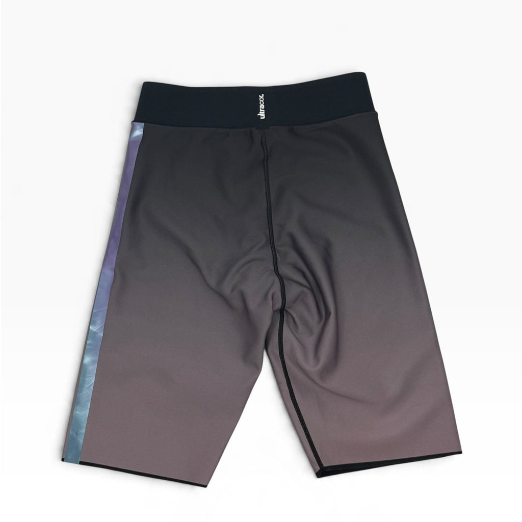 Ultracor Biker Shorts Womens S Ombre Black Mauve Iridescent Stripe NWOT