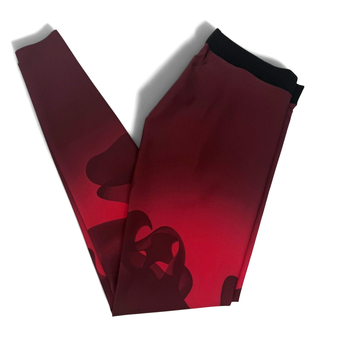 Ultracor Womens Leggings Size 2 Red Ombre Abstract Print Black Waistband NWOT