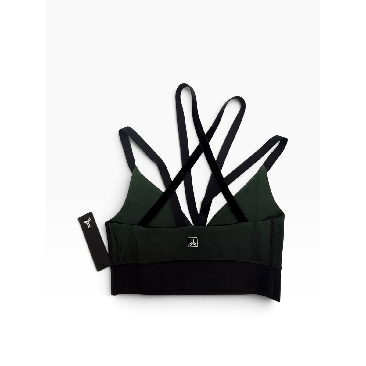 Ultracor Strappy Sports Bra XS Green Black Ombre Velvet Cross Strap NWT Luxury