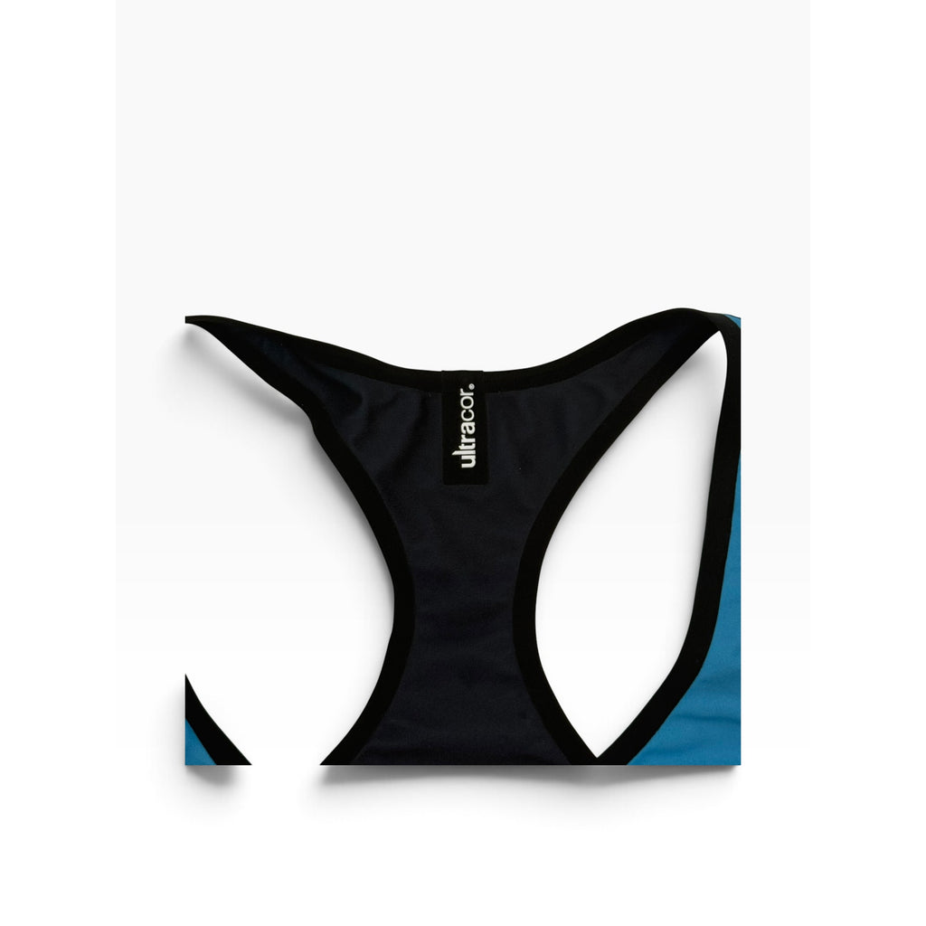 Ultracor Racerback Sports Bra NWOT Teal Blue Black Trim Scoop Neck Sz 4