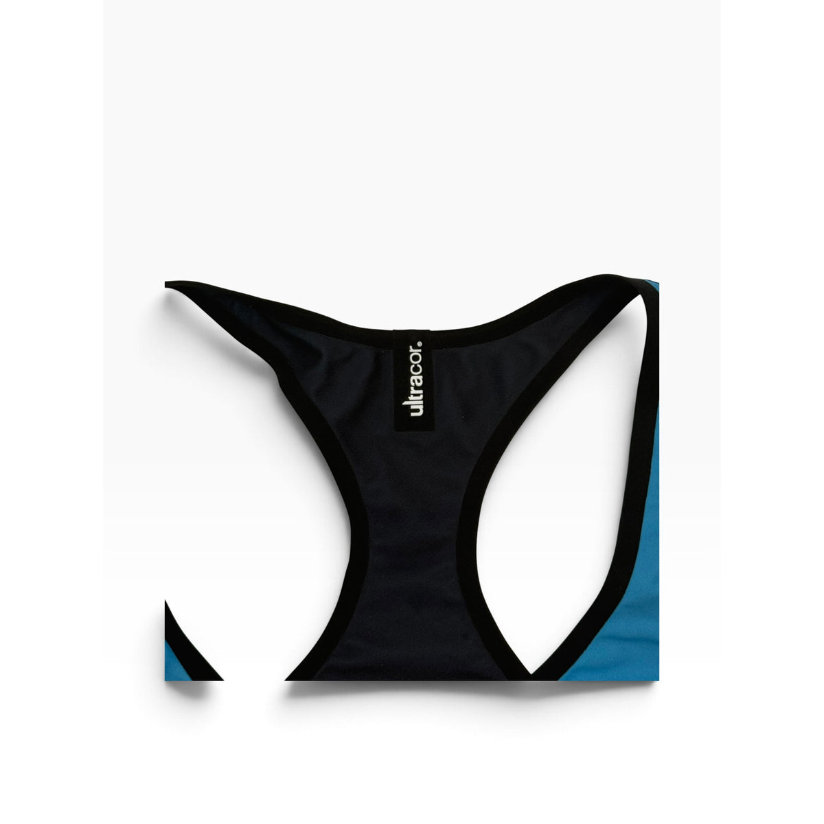 Ultracor Racerback Sports Bra NWOT Teal Blue Black Trim Scoop Neck Sz 4