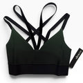 Ultracor Strappy Sports Bra XS Green Black Ombre Velvet Cross Strap NWT Luxury