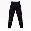 Ultracor Kiss Lips Print Leggings Womens M Black Red Lined Made USA NWOT