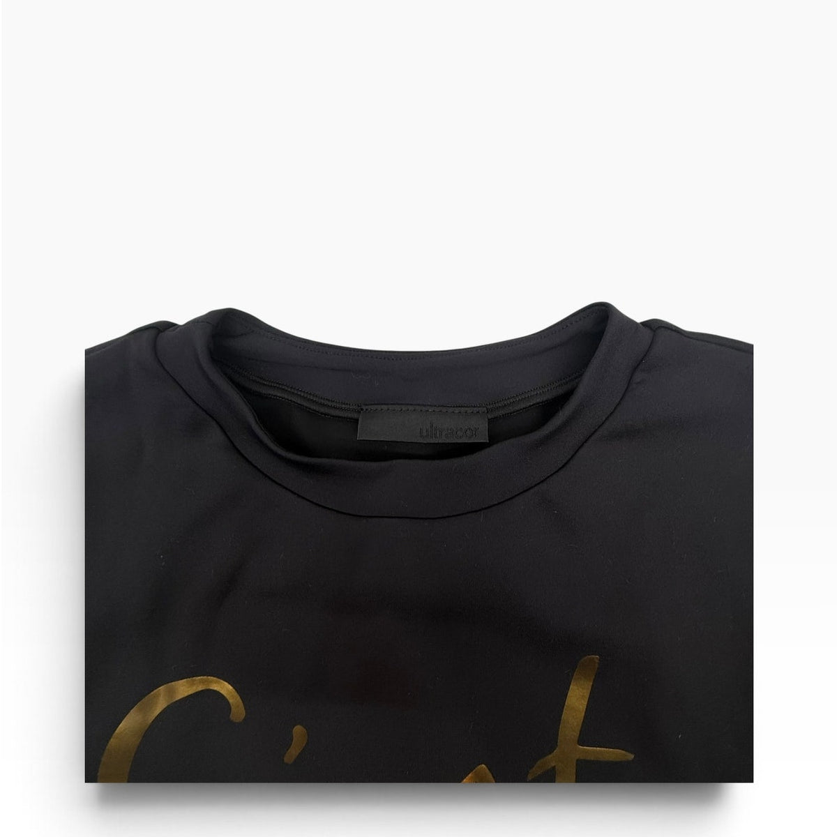 Ultracor C'est La Vie Gold Foil Black Crewneck Sweatshirt Lined Women's XS NWOT