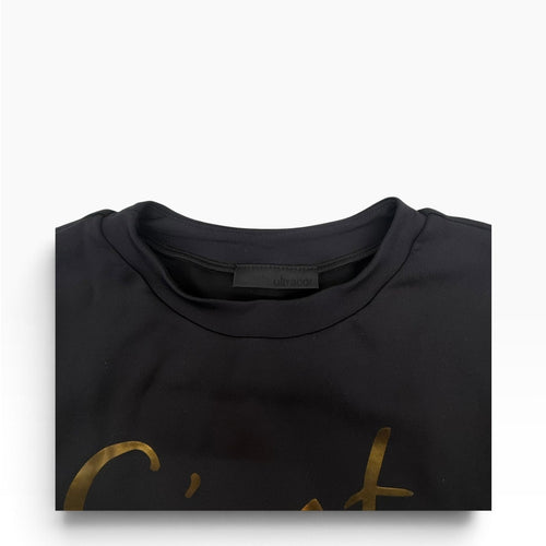 Ultracor C'est La Vie Gold Foil Black Crewneck Sweatshirt Lined Women's XS NWOT