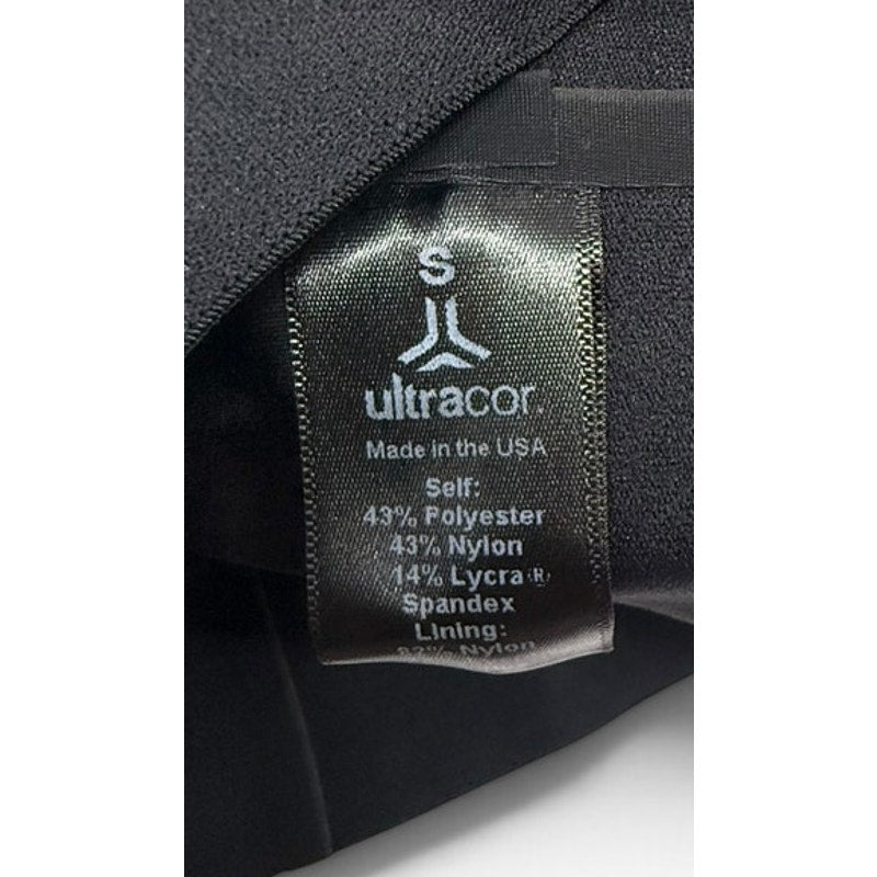Ultracor Black Poppy Print Racerback Sports Bra Mesh Back Women's Small NWT
