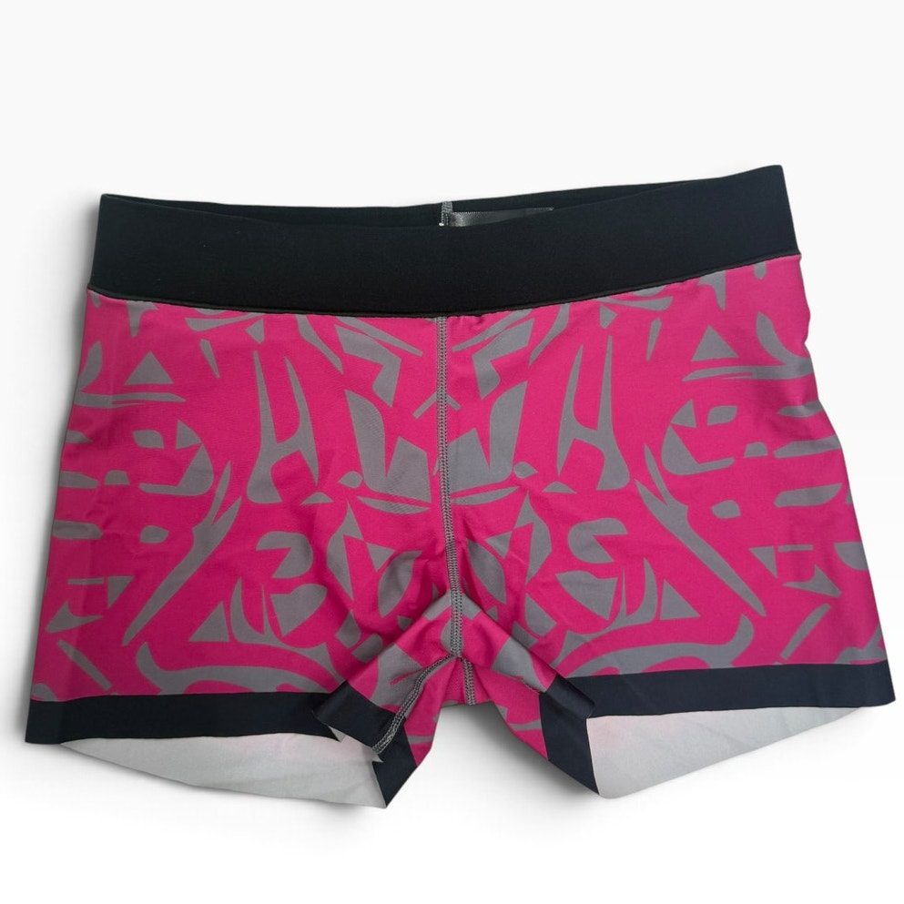 Ultracor Womens Bike Shorts Size 2 XS Pink Gray Abstract Print Raw Hem NWOT