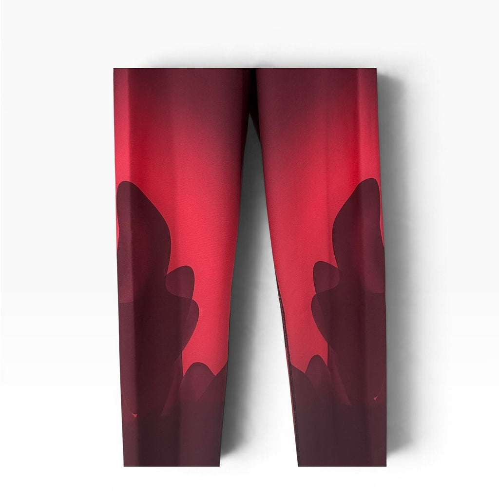 Ultracor Womens Leggings Size 2 Red Ombre Abstract Print Black Waistband NWOT