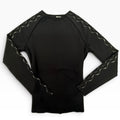 Ultracor Black Long Sleeve Laser Cut Metallic Dot Wave Sleeves Women's S NWOT