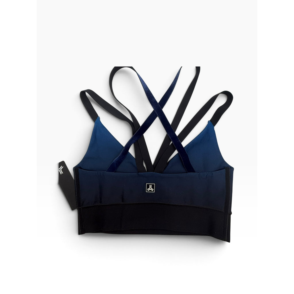 Ultracor Navy Blue Ombré Strappy Sports Bra Velvet Straps Women's Small NWT