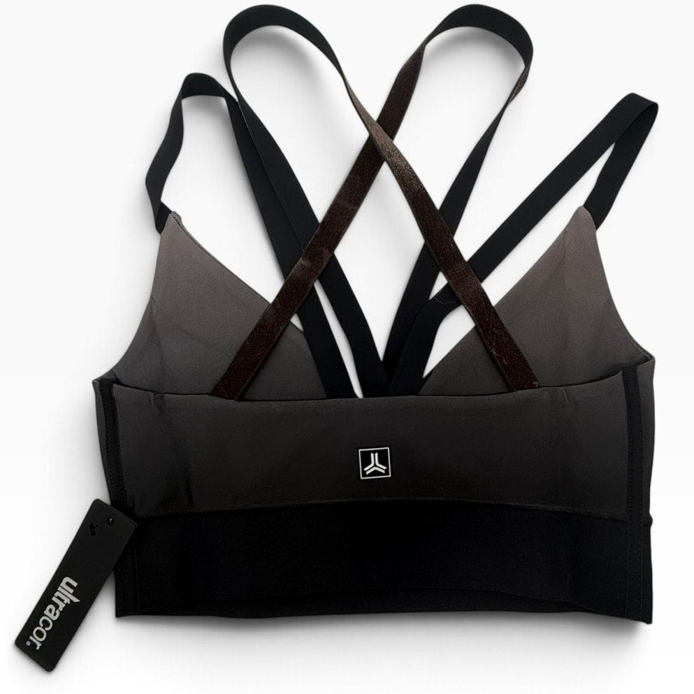 Ultracor Taupe Brown Ombré Strappy Sports Bra Velvet Straps Women's Small NWT