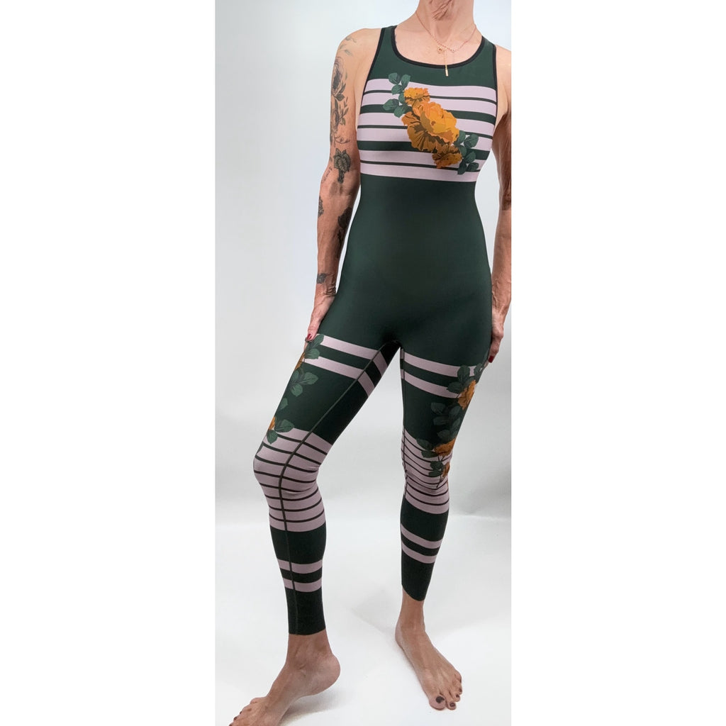 Floral Stripe Racerback Unitard | Ultracor | Size S