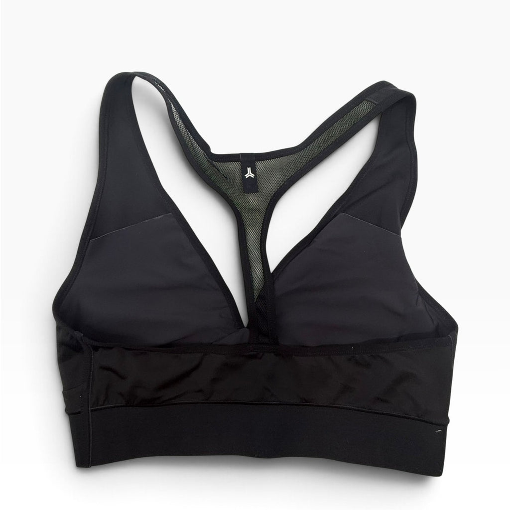 Ultracor Black Red Floral Plunge Mesh Racerback Sports Bra Size XL NWOT
