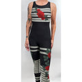 Ultracor Unitard Jumpsuit Womens S Black Red Rose Floral Stripe Mesh Racerback NWOT