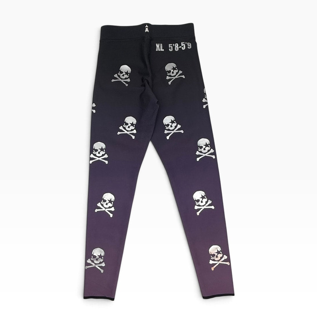 Ultracor Leggings Womens XL Plum Ombre Silver Foil Skull Print High Rise USA